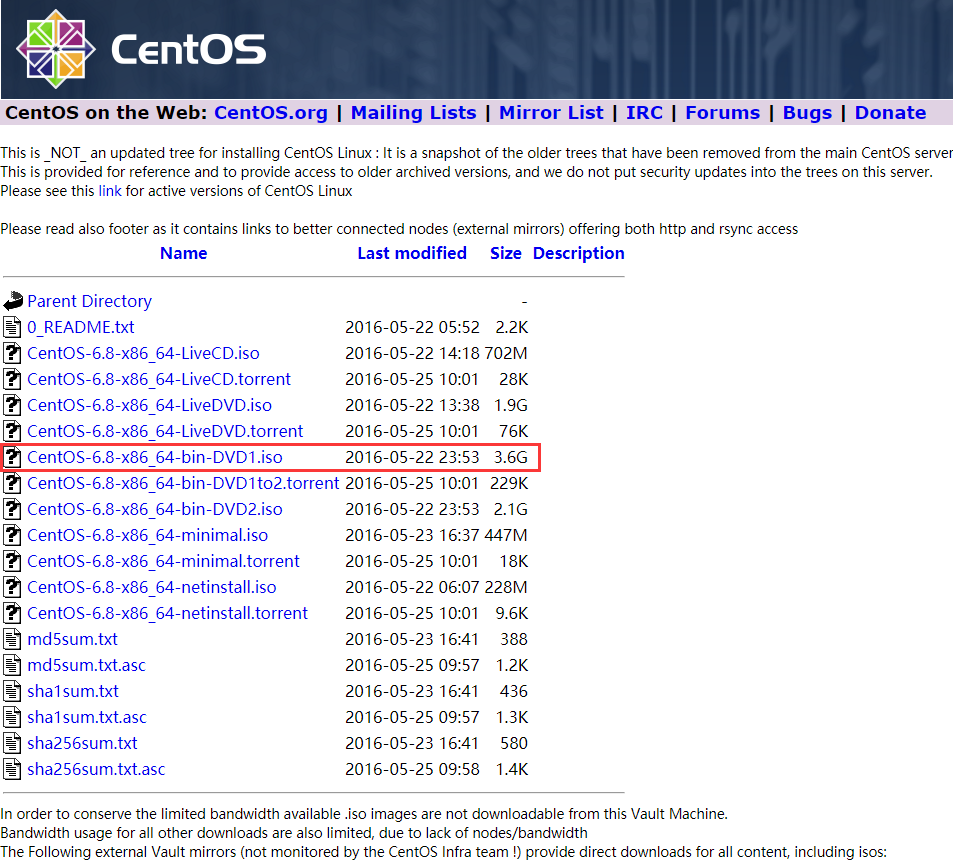 CentOS 6.8下载地址